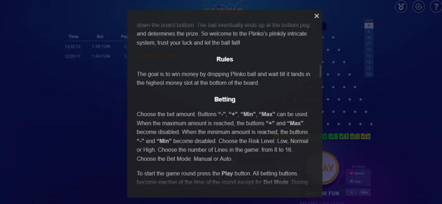 Plinko game fake money